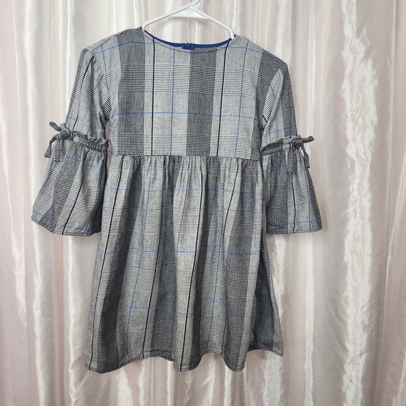 79. Zara Girls Plaid Ruffle Sleeve Dress 11/12 - Picture 7 of 8